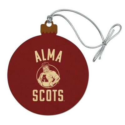 Alma College Scots Logo Wood Christmas Tree Holiday Ornament