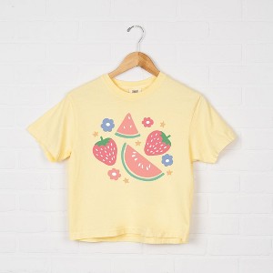 Simply Sage Market Women's Pastel Fruits Short Sleeve Relaxed Fit Cropped Graphic Tee - 1 of 3