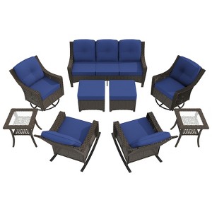 YARDSIGHT 5 Piece Outdoor Patio Furniture Set Wicker Conversation Set 2 Rockchairs with 1 Side Table and 2 Ottomans For Backyard, Porch, Balcony - 1 of 4