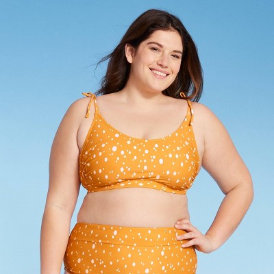 Women's Plus Size Bikini Top - Kona Sol™ Yellow Dot Print 14W