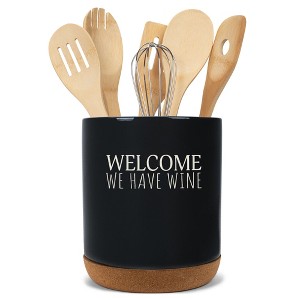 Elanze Designs This Is A Bad Place For A Diet Ceramic Cork Bottom Black Large Capacity Utensil Holder Crock for Countertop Storage, Stylish & Durable - 1 of 4