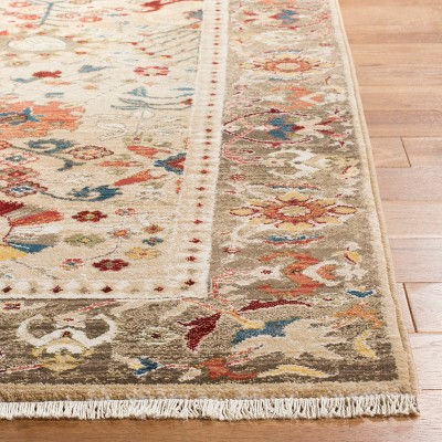 Beige and Taupe Floral Synthetic 8' x 10' Area Rug
