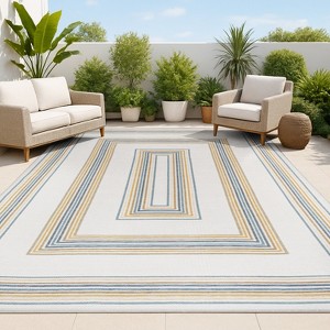 JONATHAN Y Argo Classic Nautical Mitre Stripe Reversible Machine-Washable Indoor/Outdoor Area Rug - 1 of 4