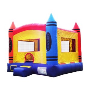 HeroKiddo 13'x13' Crayon Commercial Grade Bounce House with Basketball Hoop, and Air Blower Included. - 1 of 4