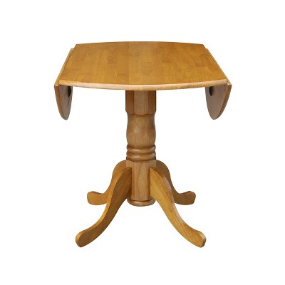 Contemporary 44.5" Round Oak Wood Extendable Dining Table