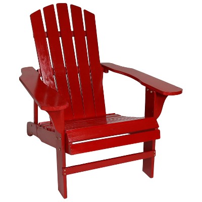 Sunnydaze Fir Wood Painted Finish Coastal Bliss Outdoor Adirondack Chair, Red