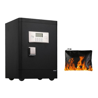 JUJABU 23.6" Tall Mobile Security Safes with with Alarm, Vibration Sensor,  Fireproof Document Bag and 4 Wheels, for Home or Office - Black