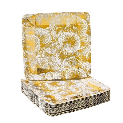 Silver Spoons Elegant Disposable Square Plates for Party, Heavy Duty Disposable Dinner Set, (18 PC) Floral

