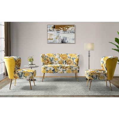 Trento 47'' Contemporary Loveseat with Floral Patterns  | ARTFUL LIVING DESIGN