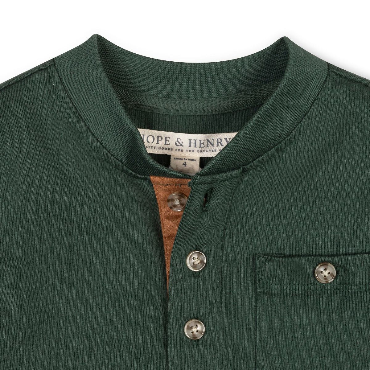 Hope & Henry Organic Long Sleeve Henley Pocket Tee, Kids - thumbnail 2