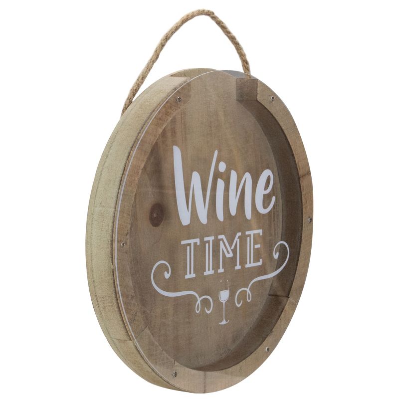 Northlight 12” Round Wine Time Cork Collector Wooden Hanging Wall Decoration, 3 of 6