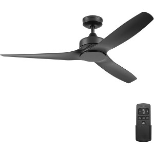 Honeywell Lynton 52" Ceiling Fan, Contemporary Indoor or Outdoor Fan with Dual Mounting Options, Remote, & 3 Reversible Blades, Matte Black - 1 of 4