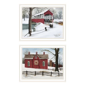 2Piece Vignette Lovers Knot Quilt Barn, Covered Bridge White Framed Wall Art for Living Room,Wall Art Print for Home Decor by Billy Jacobs - 1 of 4