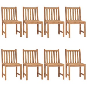 vidaXL 8pcs Teak Wood Patio Chairs with Bright Green Cushions - Heavy-Duty Outdoor/Indoor Furniture Set, Fine Sanded Finish, Weather Resistant - 1 of 4