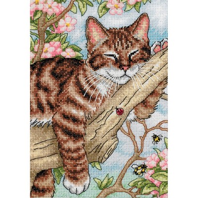 Dimensions Gold Petite Counted Cross Stitch Kit 5"X7"-Napping Kitten (18 Count)