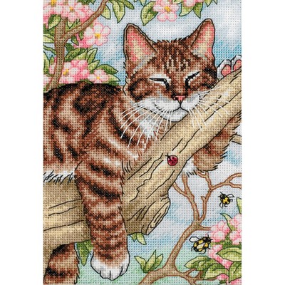 Dimensions Gold Petite Counted Cross Stitch Kit 5"X7"-Napping Kitten