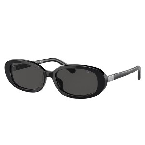 Polo Ralph Lauren PH 4198U 500187 Womens Oval Sunglasses Shiny Black 53mm - 1 of 3