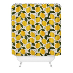 Deny Designs Mediterranean Summer Lemons Shower Curtain Cream : Microfiber, Machine Washable, Non-Slip Backing - 1 of 2