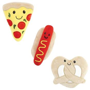 Luvable Friends Dog Squeaky Plush Dog Mini Toy Set, Snacks, One Size