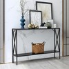 Costway 2 Tier Console Table Narrow Accent Side Entryway Table Metal Frame Black - 2 of 4