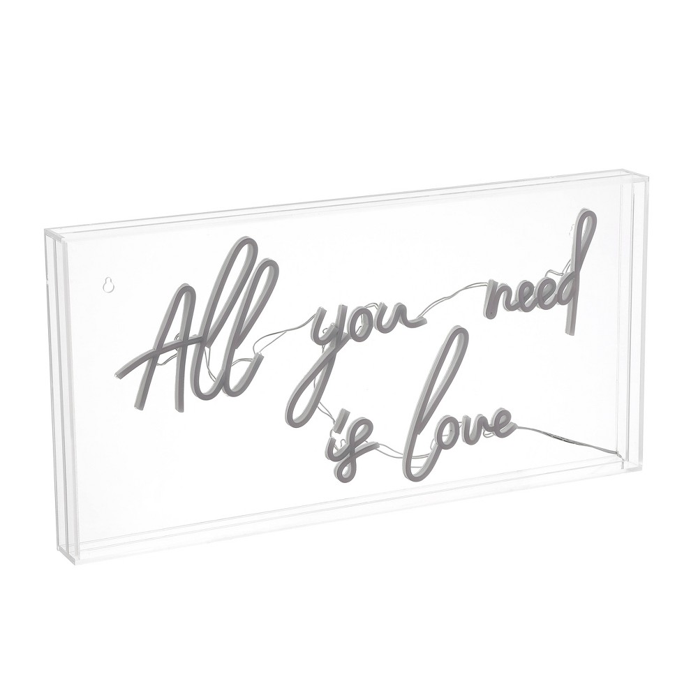 Photos - Floodlight / Street Light 23.6" x 11.7" All You Need is Love Contemporary Glam Acrylic Box USB Operated LED Neon Light Pink - JONATHAN Y