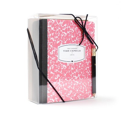 12ct "First Birthday Time Capsule" Note Cards Pink