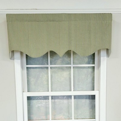Luxurious Pine Green Cotton Striped Window Valance 50" x 17"