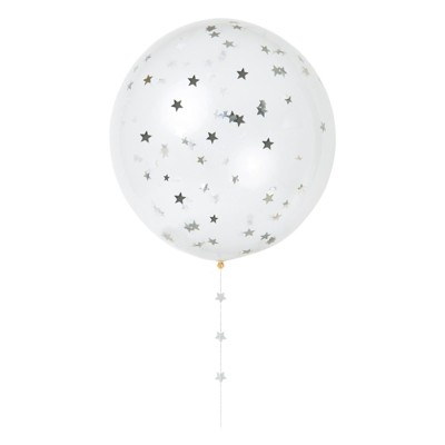 Meri Meri - Silver Star Confetti Balloon Kit - Balloons and Balloon Accessories - 8ct