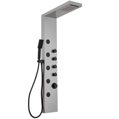BWE 5-Jet Rainfall Shower Tower Shower Panel System with Waterfall Shower Head and Shower Wand