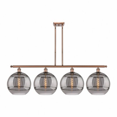 Rochester - 4 Light Stem Hung Island In Industrial Style-13.88 Inches Tall and 50.25 Inches Wide