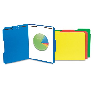 UNIVERSAL Deluxe Reinforced Top Tab Folders 2 Fasteners 1/3 Tab Letter Blue 50/Box 13521