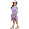 HAPPY BAY Women's House Daily Routine Evening Wear Mini Casual Caftan Short Sleeve Vacation Dressessuit Cover Ups for Women 2X-3X Purple, Solid - 4 of 4