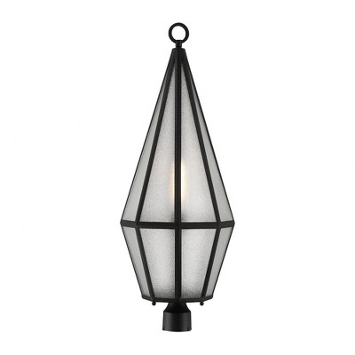 Peninsula Matte Black Art Glass Outdoor Post Lantern