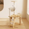 SEVOBAL 41.3" Modern Cat Tower, Wood Cat Tree Tower Cat Treewith Sisal-Covered Scratching Posts, Cat Condo, Brown, 15.7"*15.7"*41.3" - 2 of 4