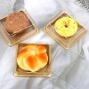 50 Pack Gold Cake Pans 3 inch Bottom, Clear Plastic Mini Cake Box Muffins Cookies Box - 3 of 4