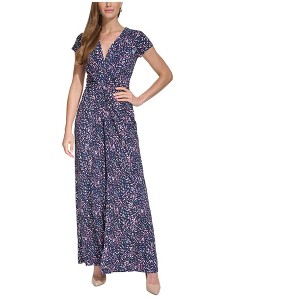 Vince Camuto Womens Printed V Neck Wide Leg Jumpsuit - 1 of 1