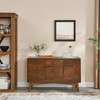 Lirago Mid Century Modern Buffet Cabinet  Brown Storage Sideboard with Doors Drawers 15.8"D x 29.5"H x 47.3"W - 3 of 4
