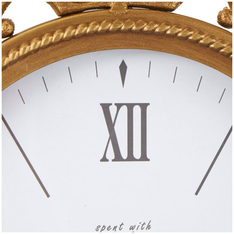 15&#34;x11&#34; Metal Antique Inspired Wall Clock with Scrolled Finial Gold - Olivia &#38; May, 4 of 11