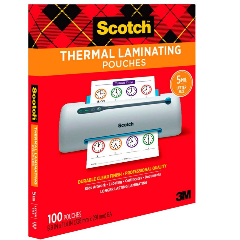 Scotch Thermal Laminating Pouch, 8-9/10 x 11-2/5 Inches, 5 mil Thick, Pack of 100, 3 of 5