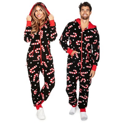 Tipsy Elves Candy Cane Lane Christmas Jumpsuit - Festive Matching Couples One Piece Holiday Pajamas for Men and Women