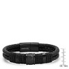 Steeltime Men's braided leather and black ip stainless steel bracelet. Color Options: Black, Brown - 3 of 4