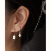 Star Burst Square Dangle Hoop Earrings 925 Sterling Silver | Cubic Zirconia Crystal | Hypoallergenic Fashion Jewelry - 3 of 4