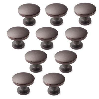 Oil Rubbed Bronze Round Cabinet Knobs with Mounting Hardware, 10-Pack