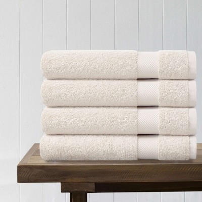 Delara 100% Organic Cotton 650 GSM Long Staple, Soft, Quick Dry & Ultra-Absorbent Bath Sheet (Pack of 4)