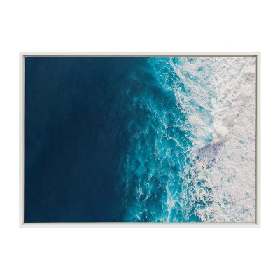 28" x 38" White Framed Coastal Seascape Canvas Print