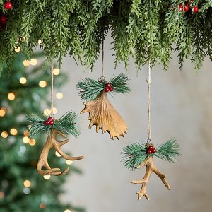 The Lakeside Collection Set of 3 Antler Ornaments - 1 of 4