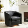 Jessie 30.5" Wide Modern Swivel Barrel Faux Leather Chair with Solid Wood Base|ARTFUL LIVING DESIGN - 3 of 4