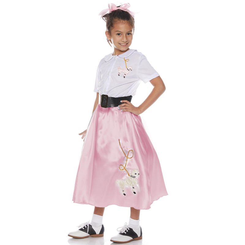 Underwraps Pretty Pink Poodle Skirt Set Girls' Costume, 1 of 2