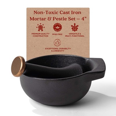 Nori 4" Black Cast Iron Mortar and Pestle Set