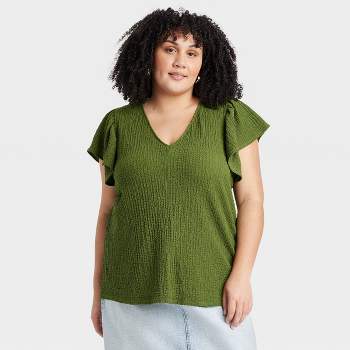 Women's Flutter Short Sleeve V-Neck T-Shirt - Ava & Viv™